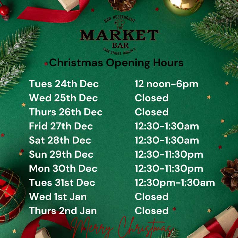 We are Open on Tuesday 24th Dec Friday 27th Dec Saturday 28th Dec Sunday 29th Dec Monday 30th Dec Tuesday 31st Dec Wednesay 1st Jan Closed Thursday 2nd Jan Closed